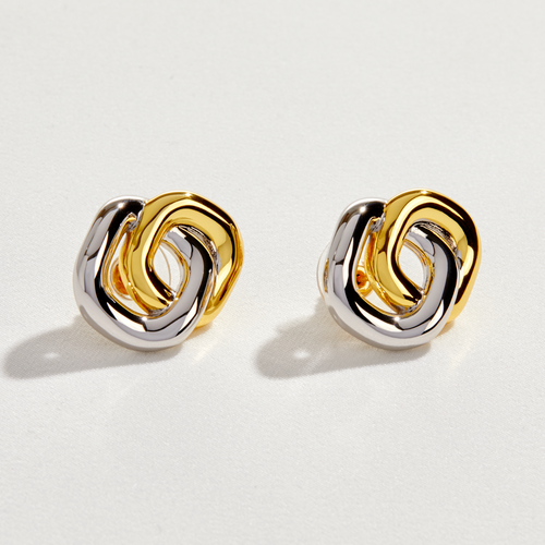 KYLIE – Two-Tone Double Square Earrings