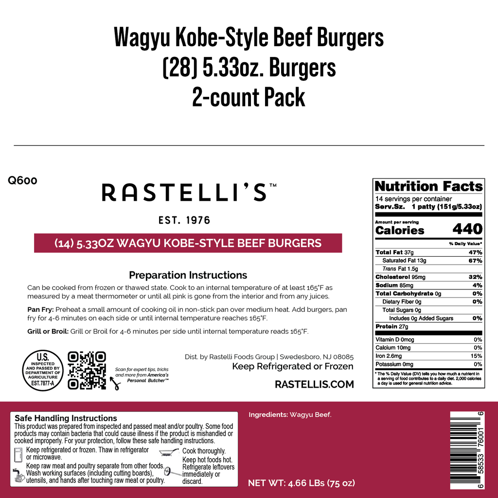 Rastelli's Wagyu Beef Butcher Burgers