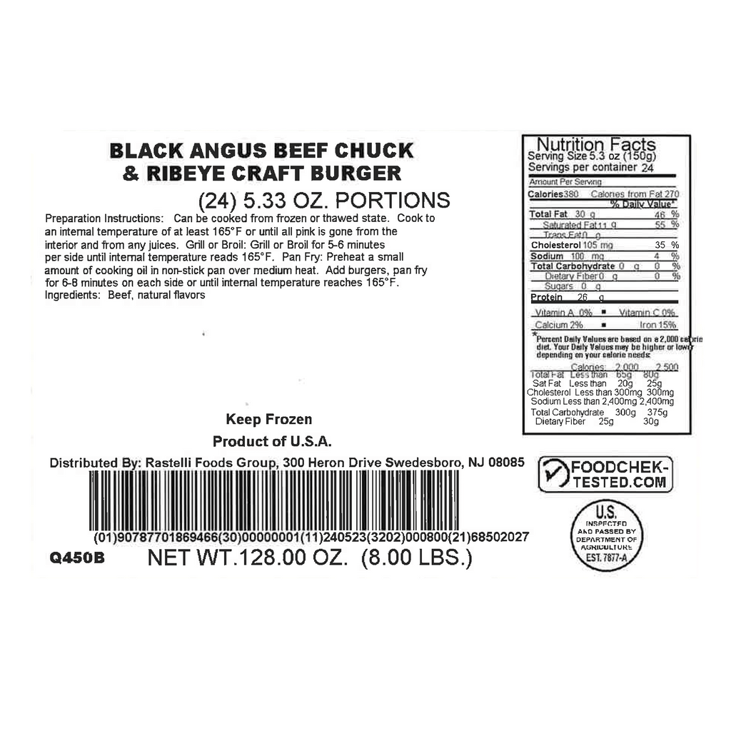 Rastelli's Black Angus Chuck & Ribeye Beef Butcher Burgers