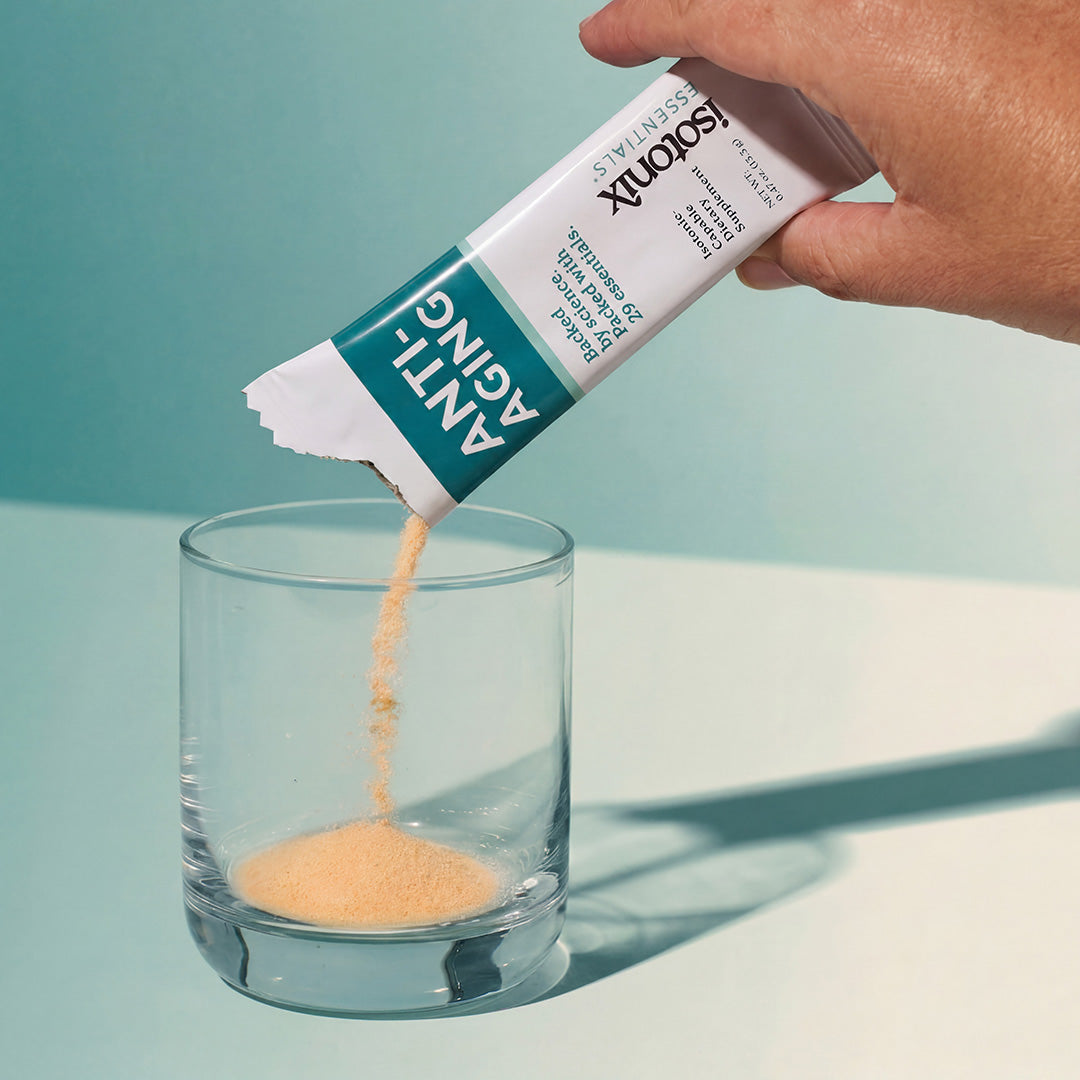 image of person pouring Isotonix Essentials Anti-Aging Packet into a cup