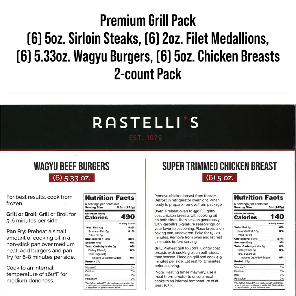 Rastelli's Burger, Steak and Chicken Grilling Bundle Pack