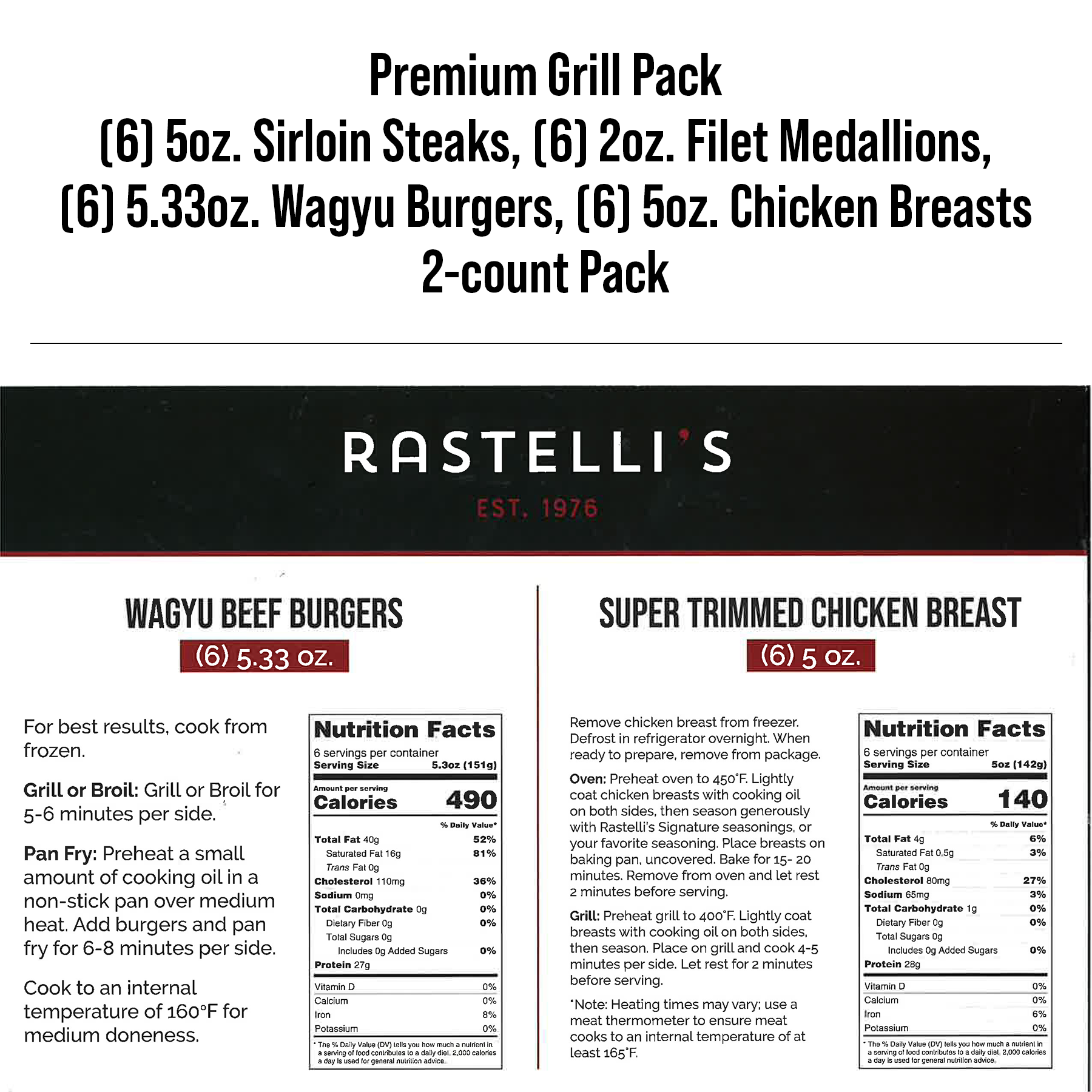 Rastelli's Burger, Steak and Chicken Grilling Bundle Pack