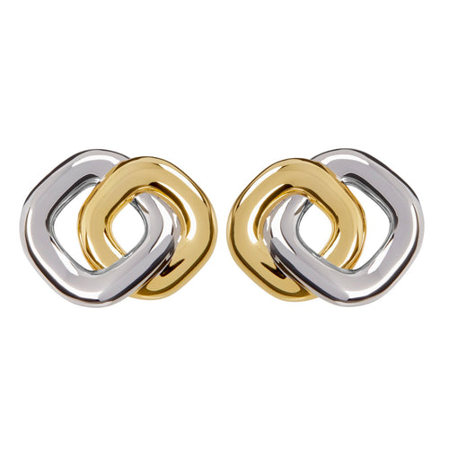 KYLIE – Two-Tone Double Square Earrings