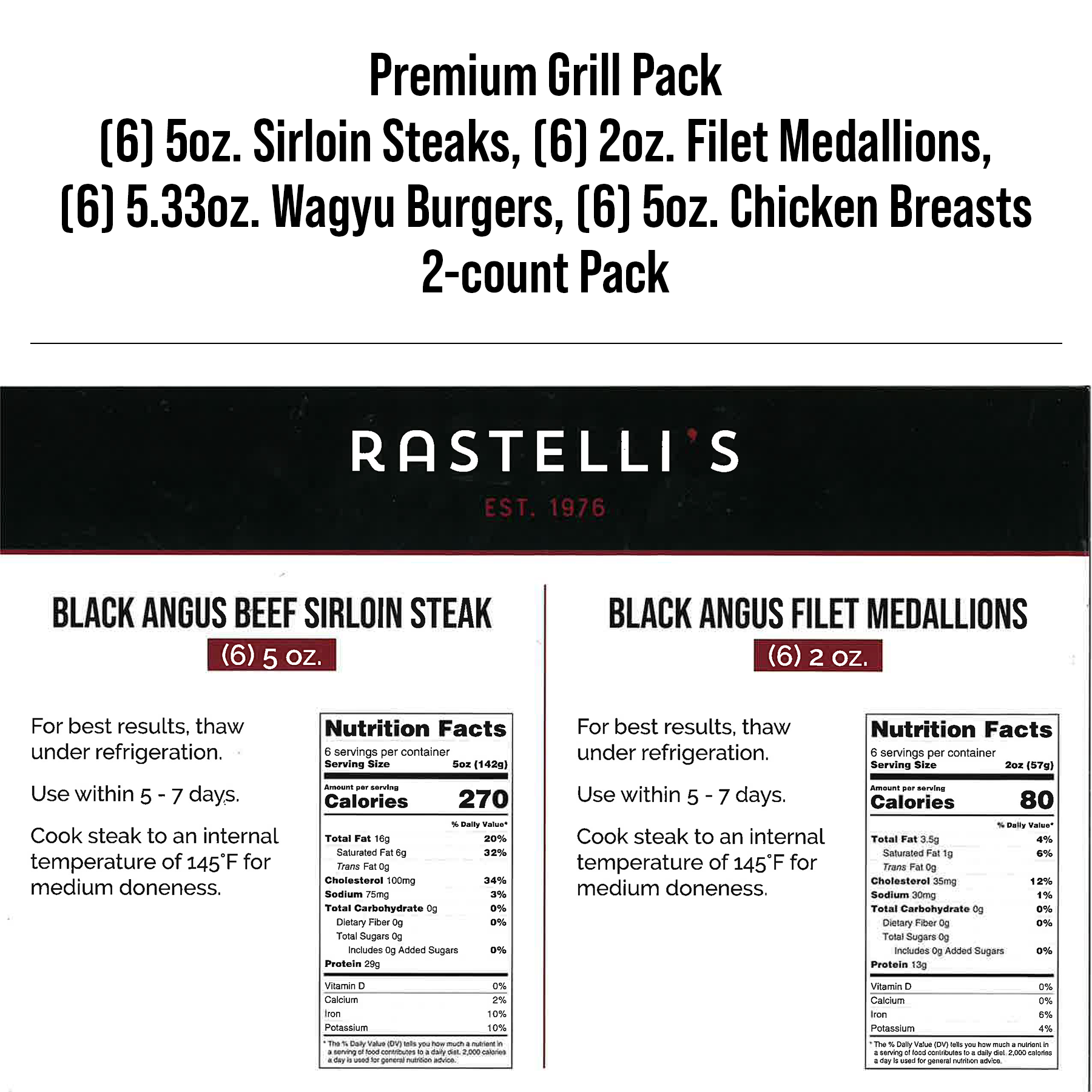 Rastelli's Burger, Steak and Chicken Grilling Bundle Pack