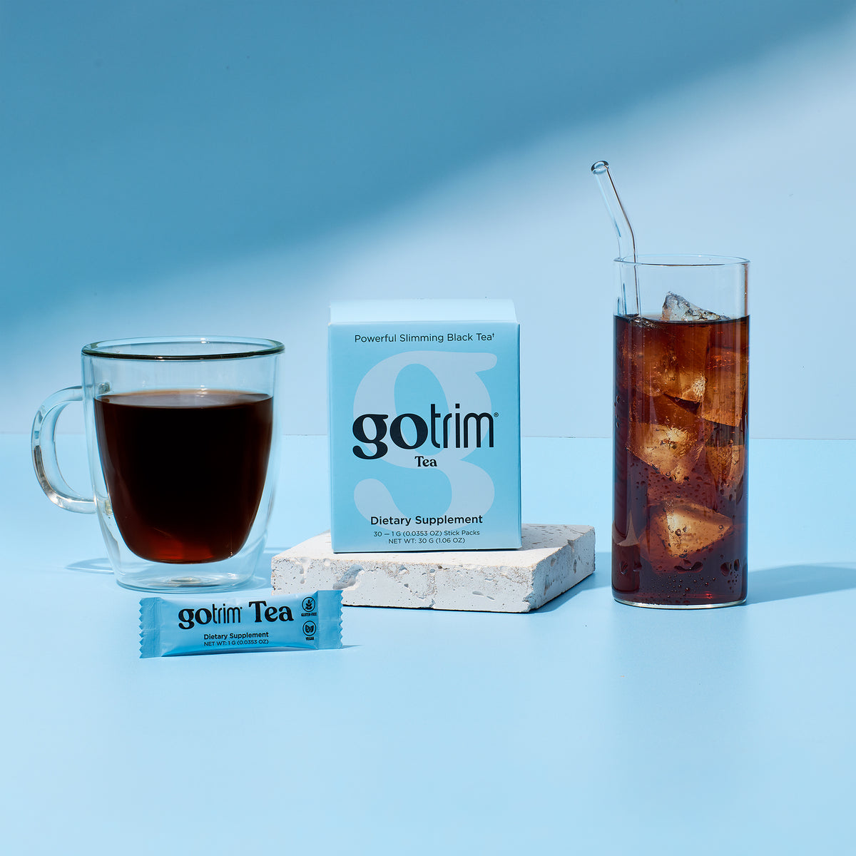 image of GoTrim Tea prepared hot and cold